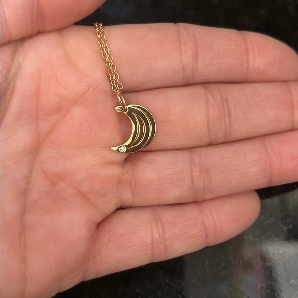 Gold Crescent Necklace “Love you to the moon and back”